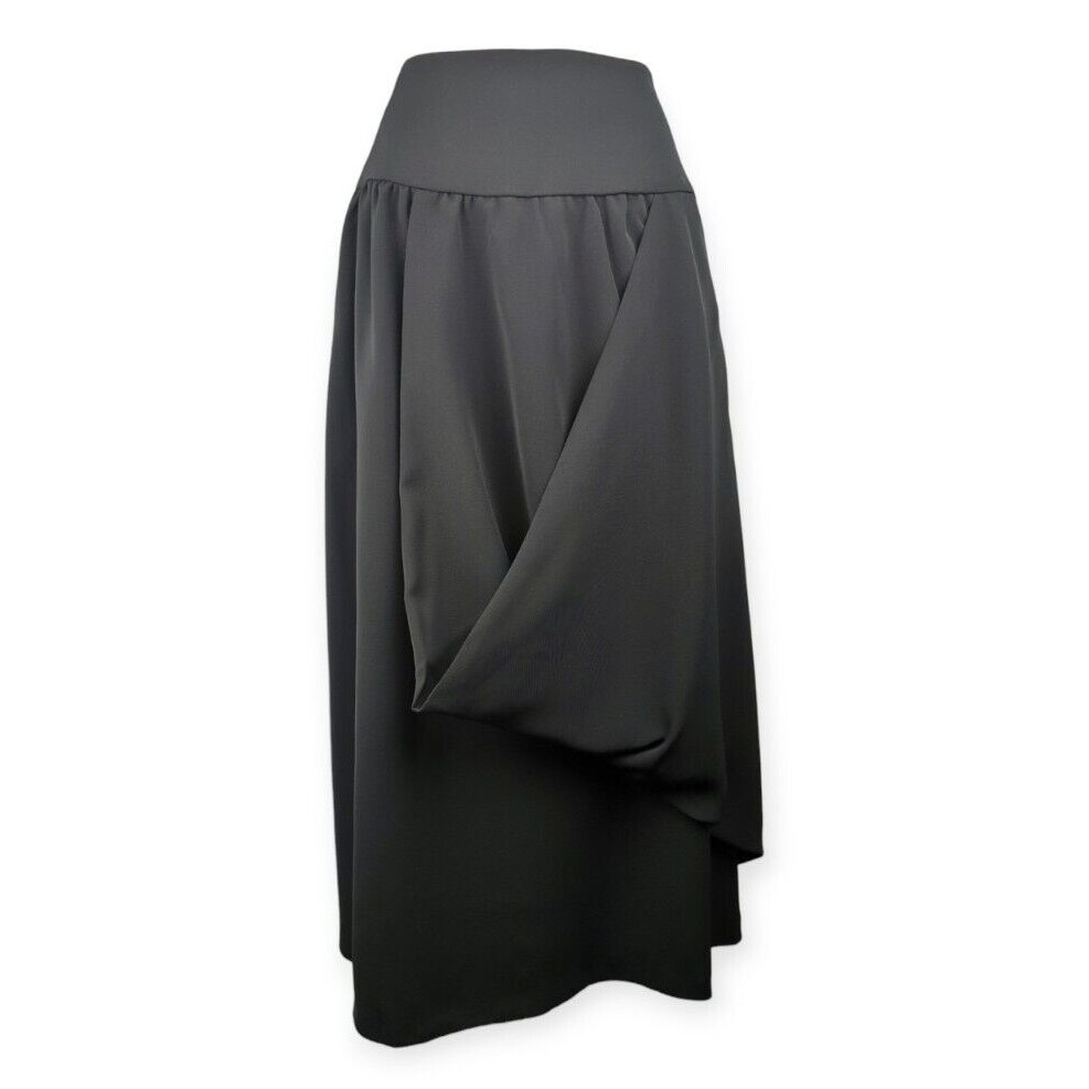 Fuzzi Italy Jean Paul Gaultier Black Drape Skirt Rare Maxi Layered Lagenlook M